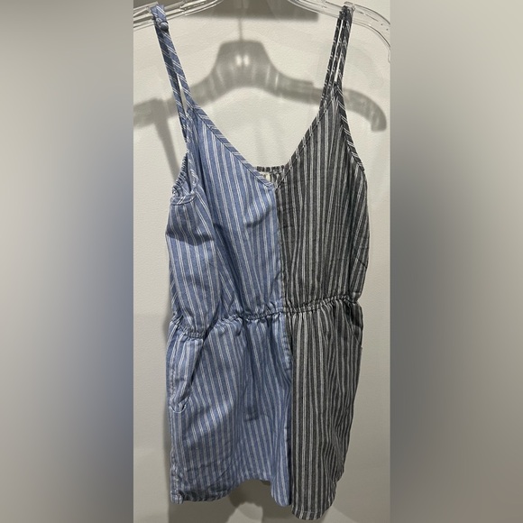 Umgee Pants - Umgee Half Blue and Half Gray Sleeveless Striped Shorts Romper Size Small